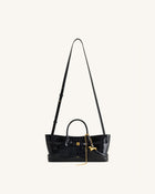 Maeve Dachshund Metal Charm Tote Bag - Black Croc