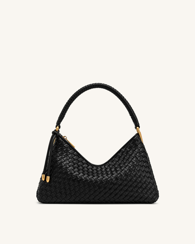 Lorena Woven Shoulder Bag - Black