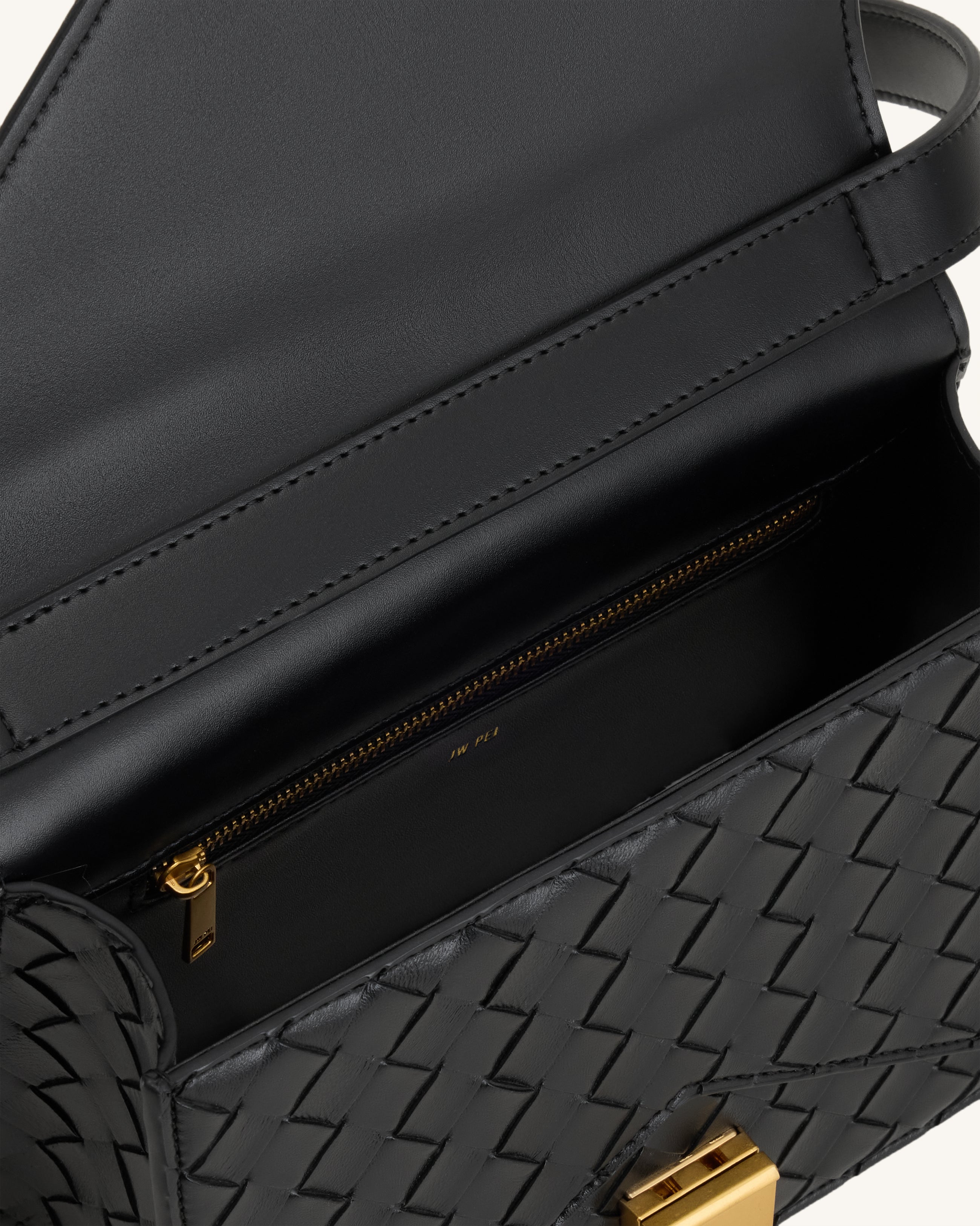 Clio Woven Textured Envelope Crossbody Bag - Black
