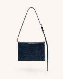 Clio Envelope Crossbody Bag - Navy Croc