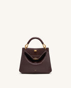Lucia Elephant-Effect Top Handle Bag - Dark Brown
