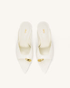 Noemi Pointed-Toe Mule Heels - White