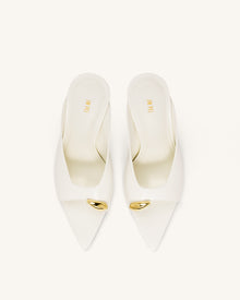 Noemi Pointed-Toe Mule Heels - White