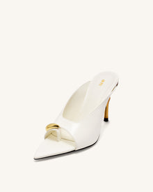 Noemi Pointed-Toe Mule Heels - White