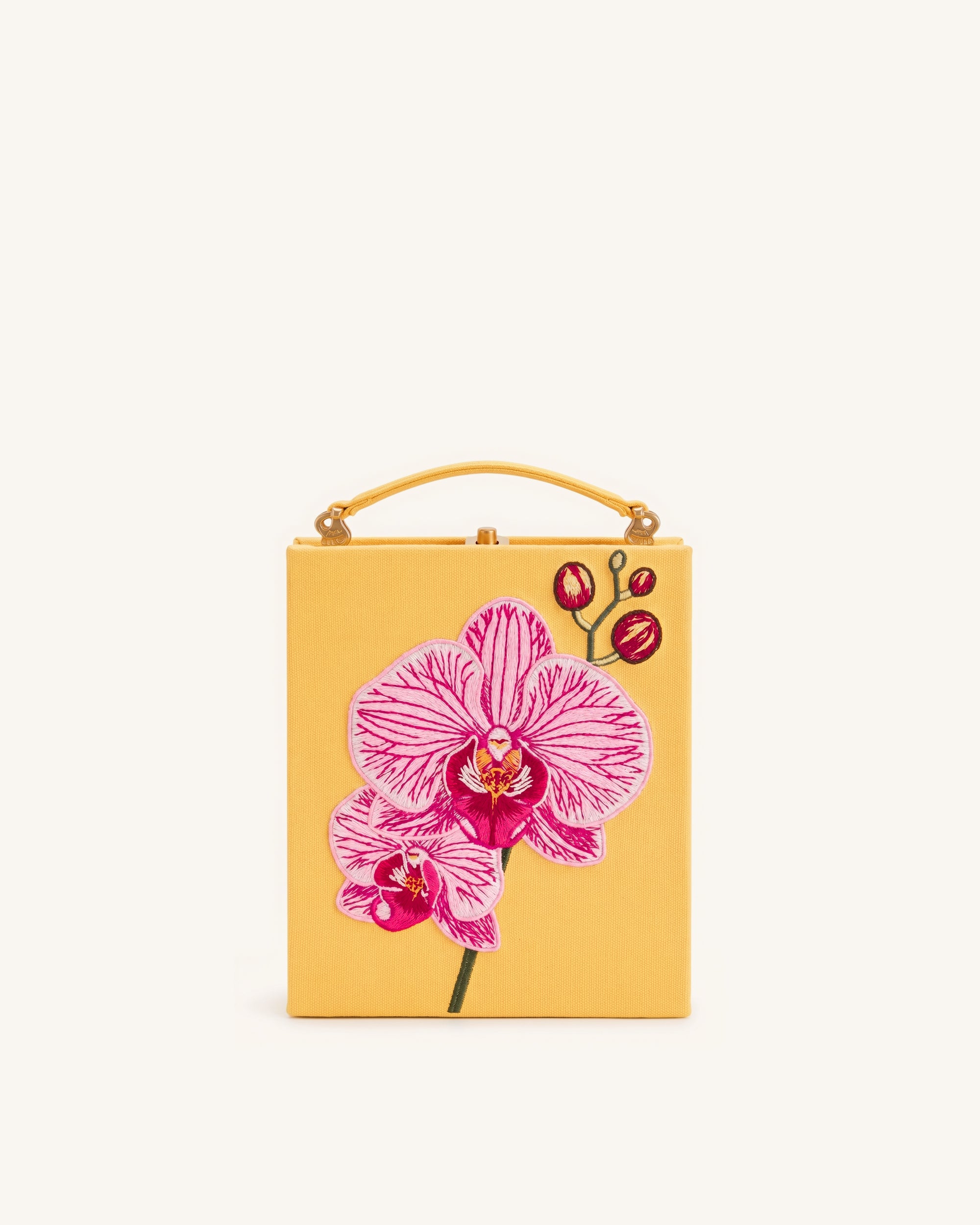 Taya Orchid Motif Book Shape Clutch Bag - Yellow