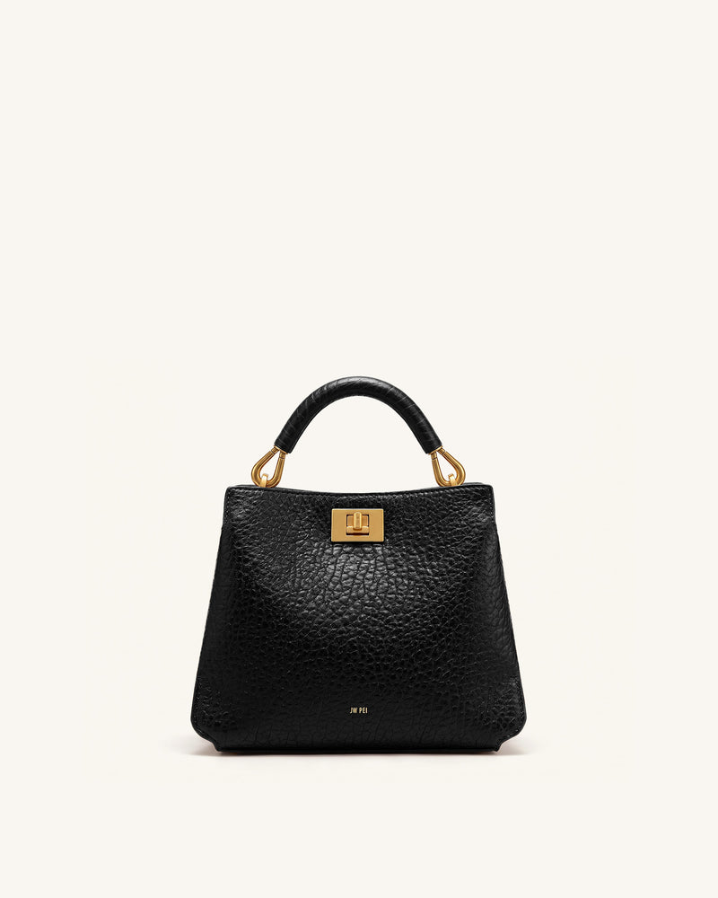 Lucia Elephant-Effect Top Handle Bag - Black