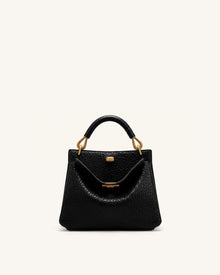 Lucia Elephant-Effect Top Handle Bag - Black