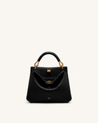 Lucia Elephant-Effect Top Handle Bag - Black