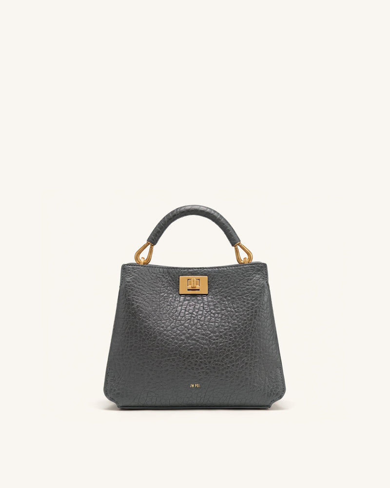 Lucia Elephant-Effect Top Handle Bag - Slate Gray