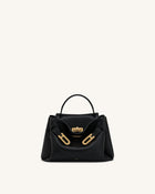 Rhea Small Pebbled Double Buckle Shoulder Bag - Black