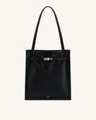 Noelle Belted Tote Bag - Black