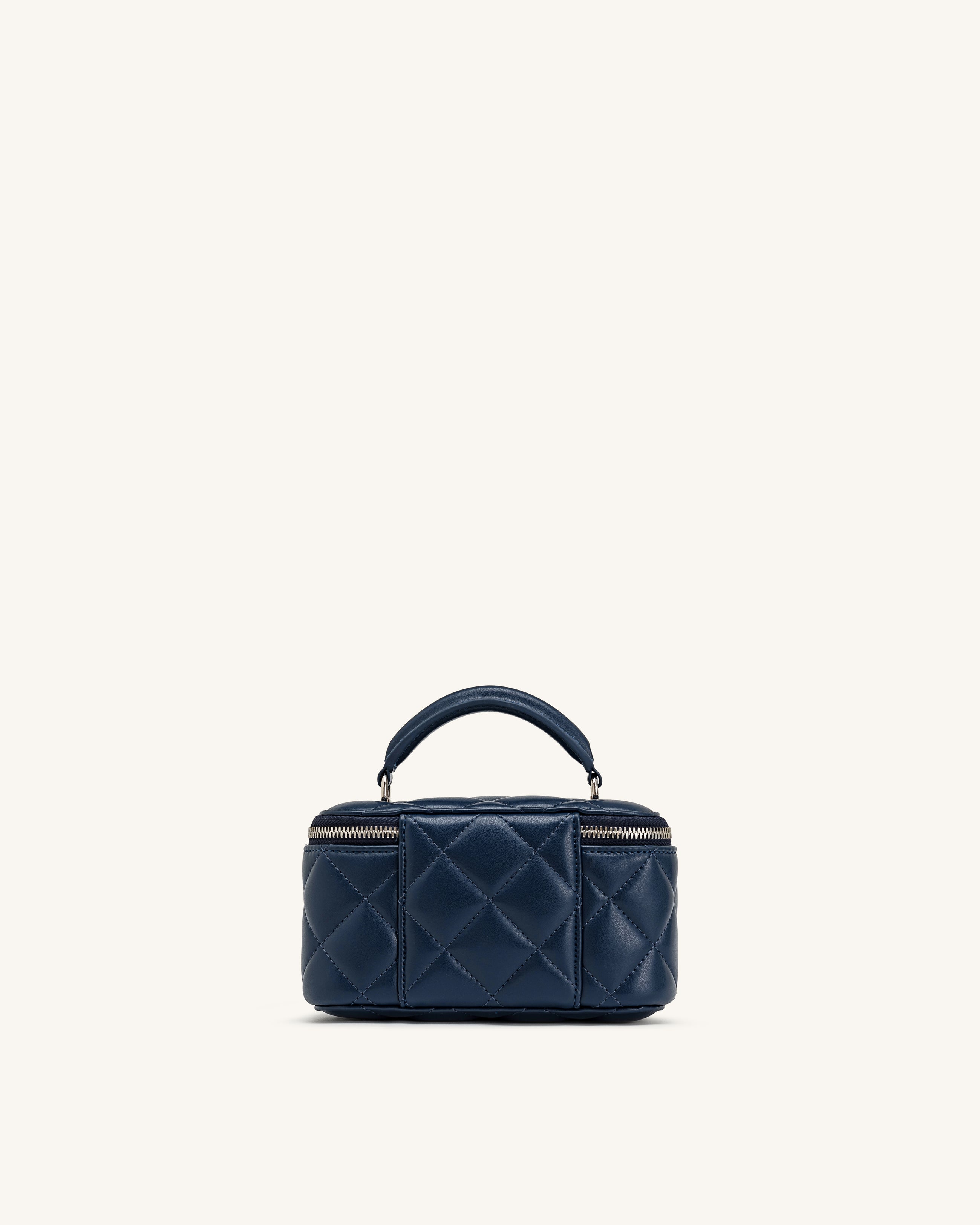 Vivienne Quilted Vanity Top Handle Bag - Navy