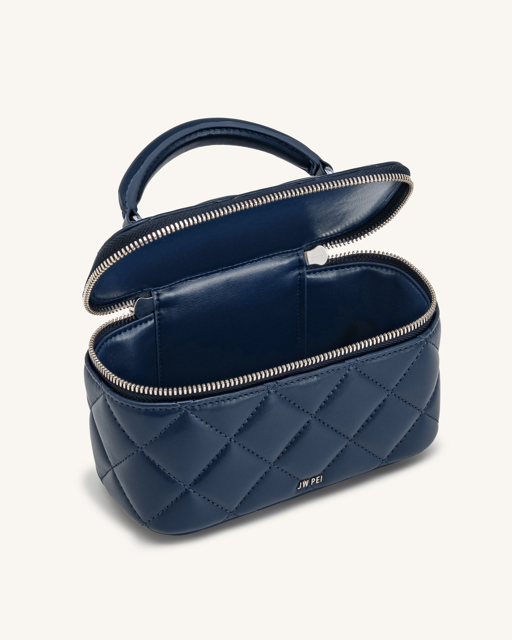 Vivienne Quilted Vanity Top Handle Bag - Navy