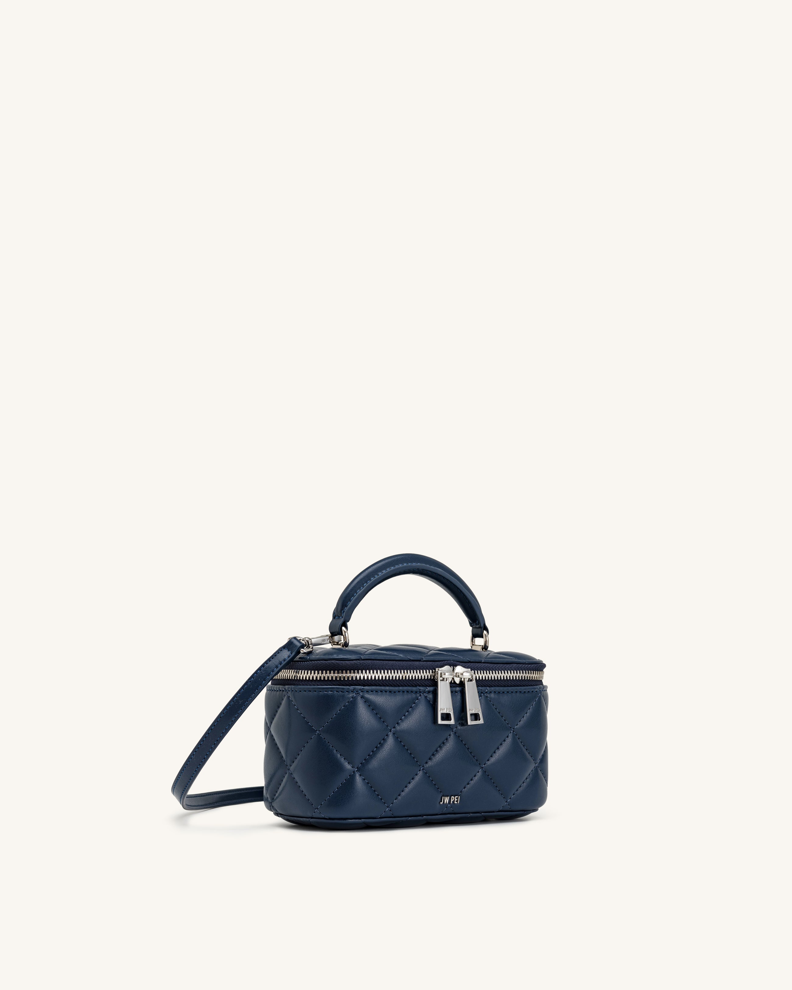 Vivienne Quilted Vanity Top Handle Bag - Navy