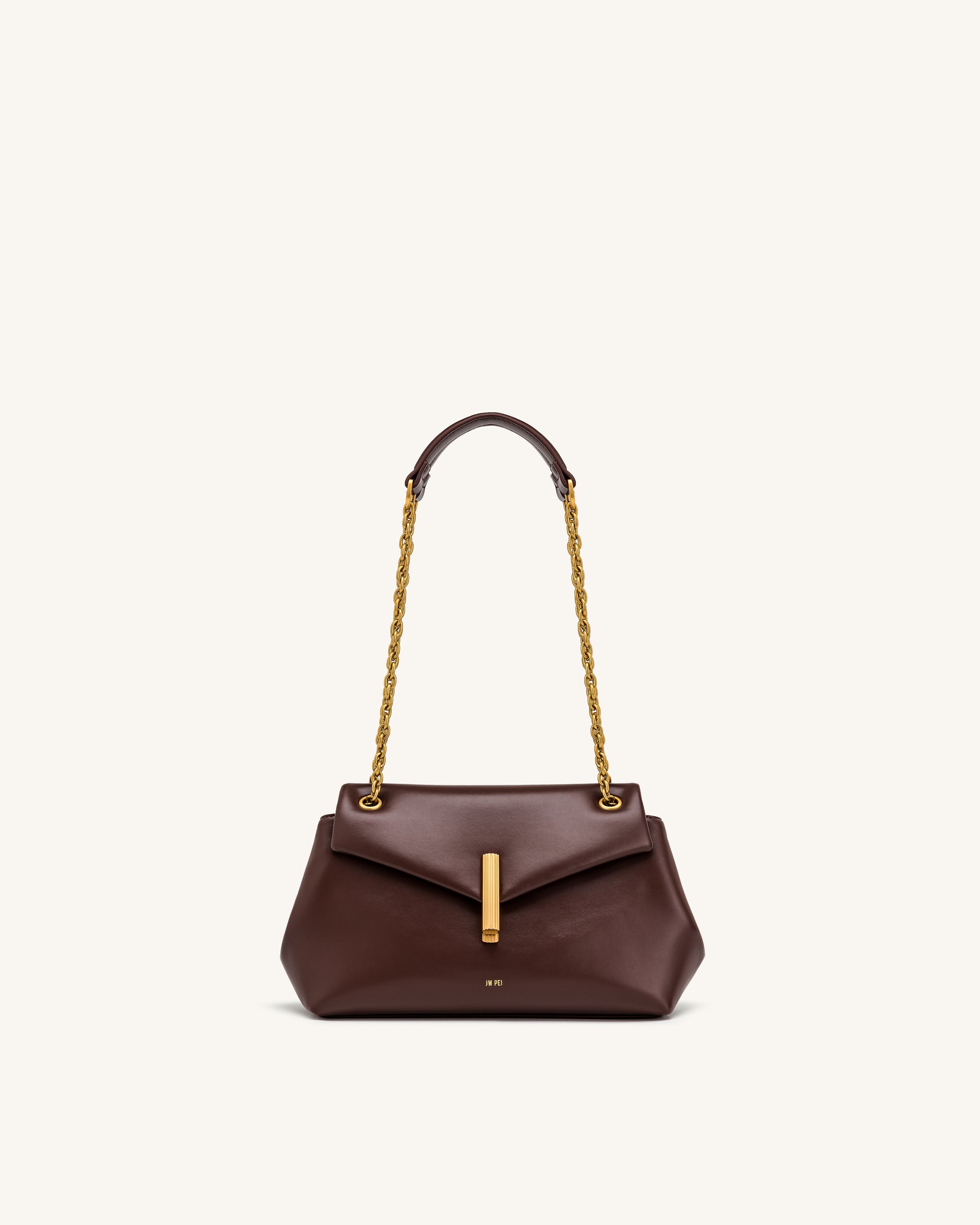 Valerie Chain Flap Shoulder Bag - Dark Brown