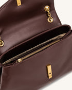 Valerie Chain Flap Shoulder Bag - Dark Brown