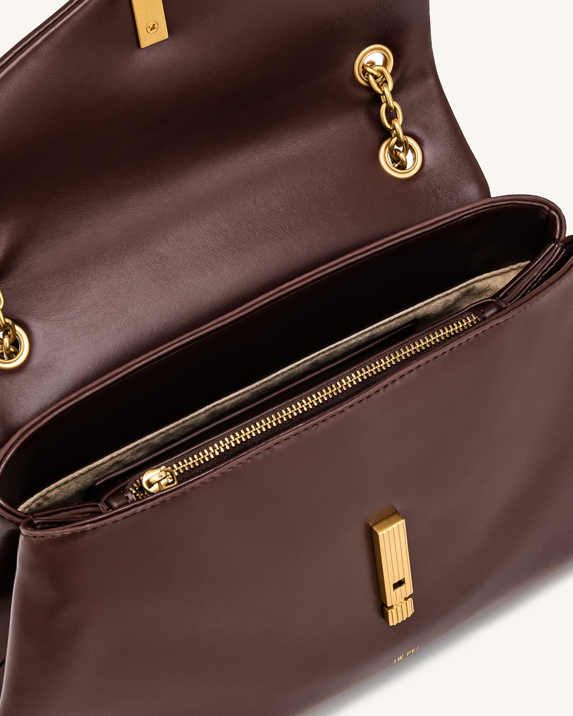 Valerie Chain Flap Shoulder Bag - Dark Brown