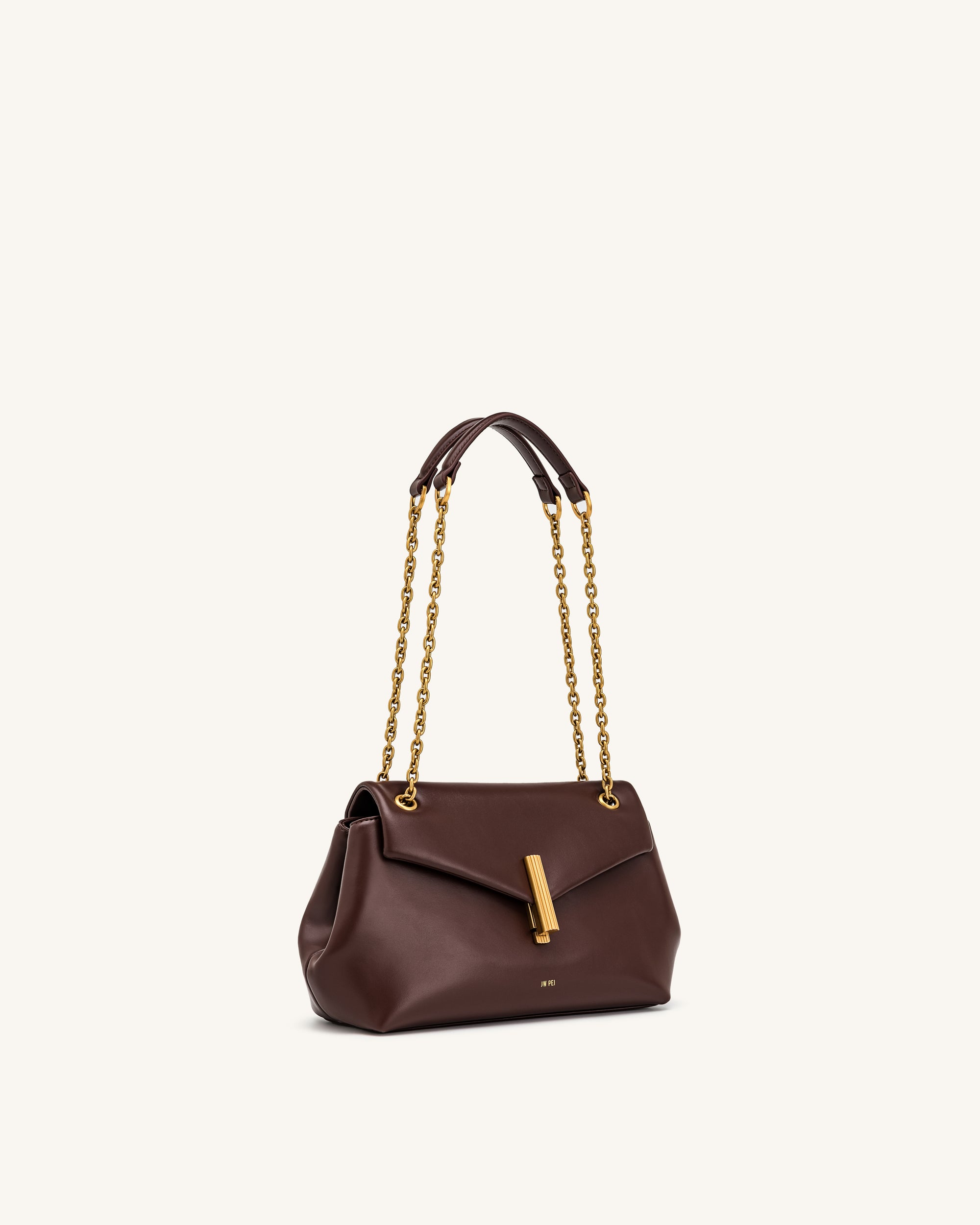 Valerie Chain Flap Shoulder Bag - Dark Brown