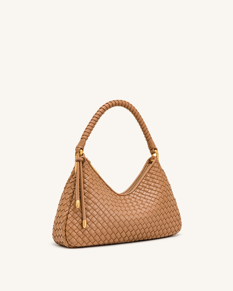 Lorena Woven Shoulder Bag - Camel