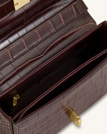 Evania Lock Shoulder Bag - Burgundy Croc