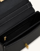 Evania Lock Pebbled Shoulder Bag - Black