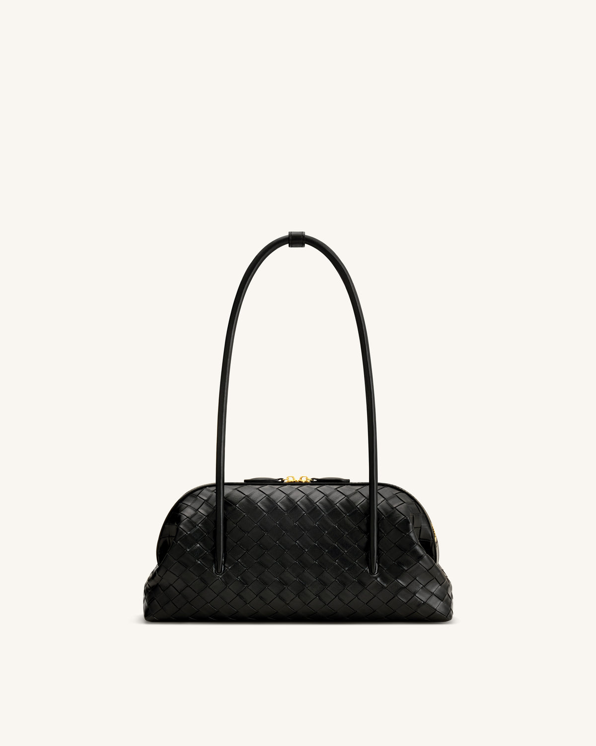 Aveline Woven Textured Shoulder Bag - Black