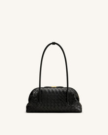 Aveline Woven Textured Shoulder Bag - Black