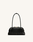 Aveline Woven Textured Shoulder Bag - Black
