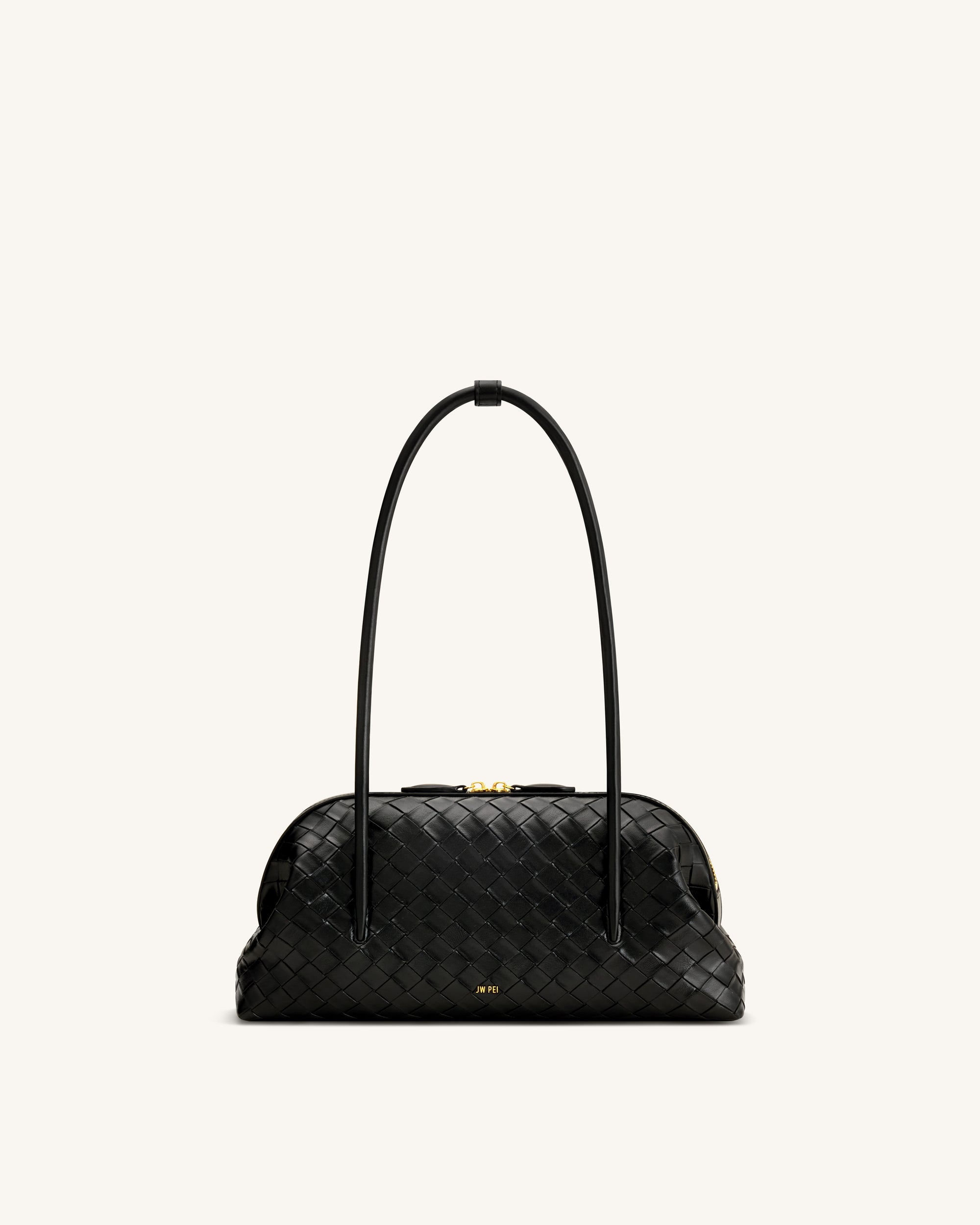 Aveline Woven Textured Shoulder Bag - Black