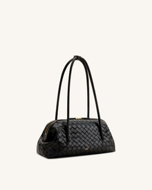Aveline Woven Textured Shoulder Bag - Black