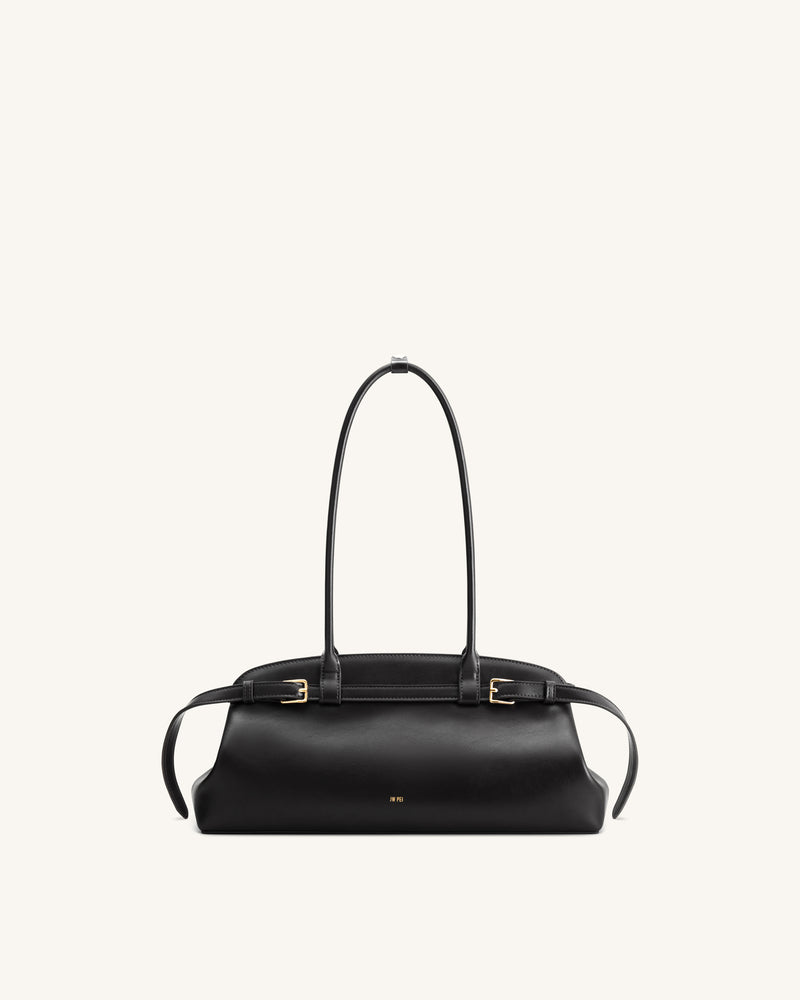 Arden Belt Detail East-West Shoulder Bag - Black