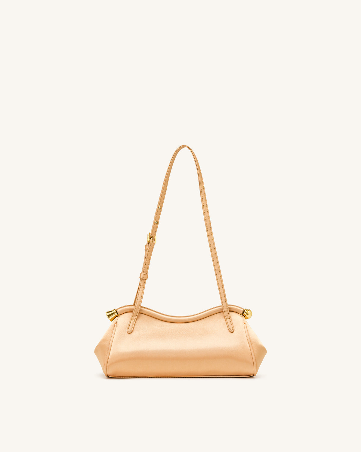 Naomi Satin Curved Shoulder Bag - Champagne Gold