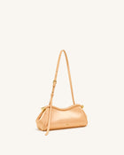 Naomi Satin Curved Shoulder Bag - Champagne Gold