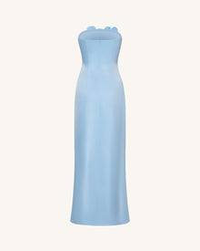 Floral Embroidered Long Dress - Blue