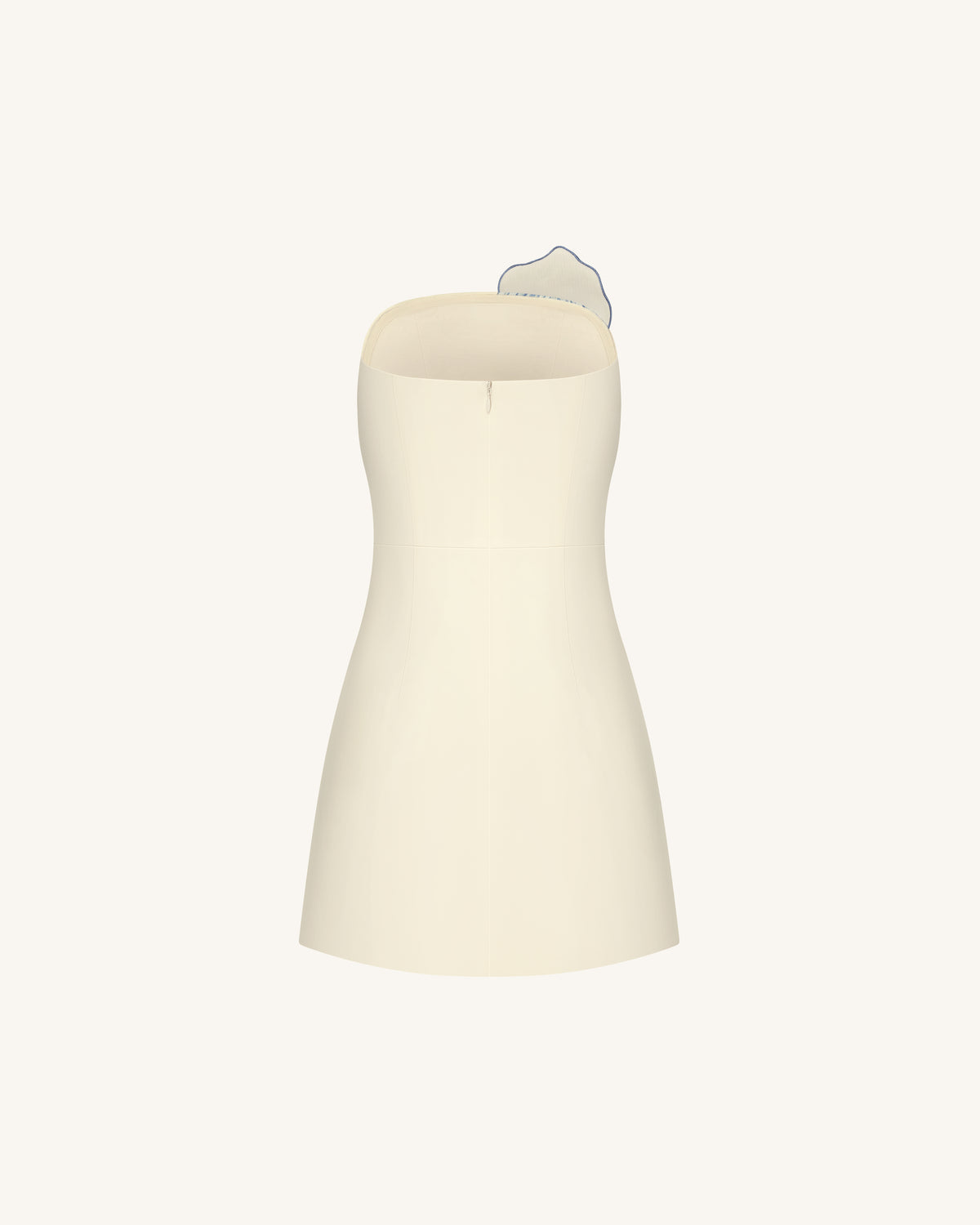 Slipper Orchid Appliqué Mini Dress - Ivory/Blue