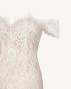 Off Shoulder Lace Mini Dress - White