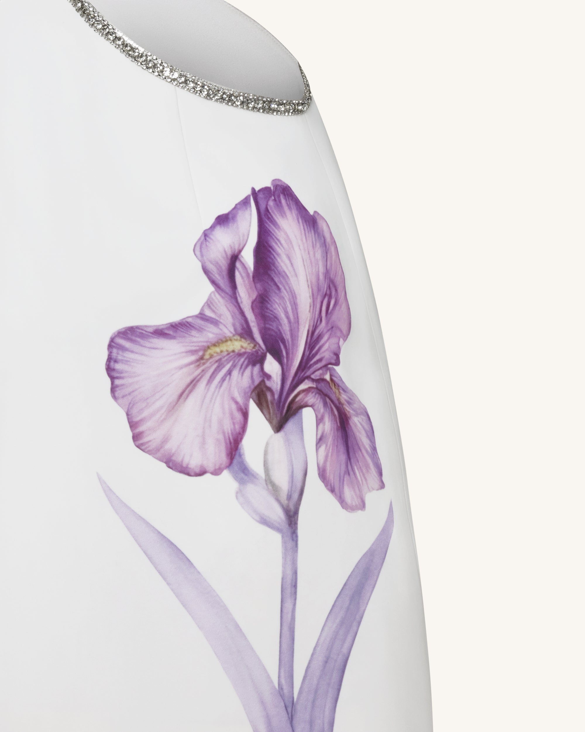 Beaded Trim Floral Mini Dress - White