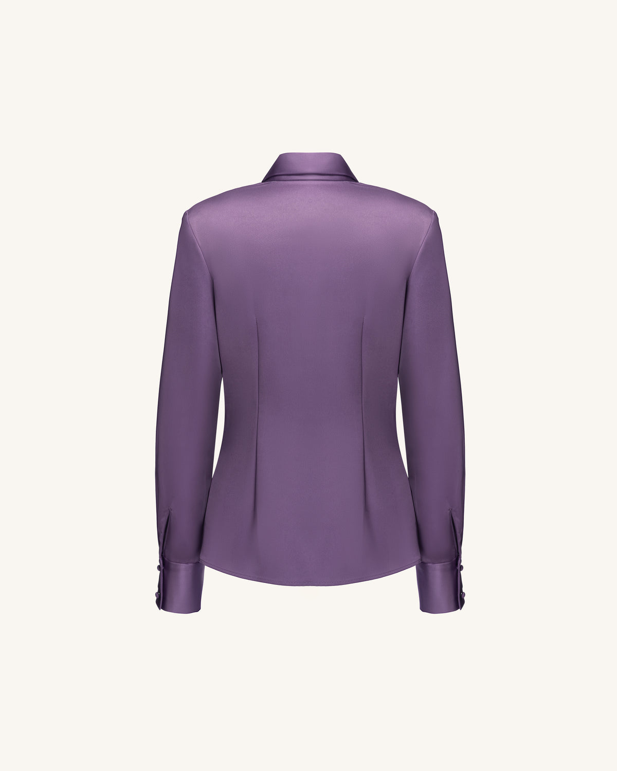 Satin Wrap V Neck Long Sleeve Blouse - Dusty Mauve