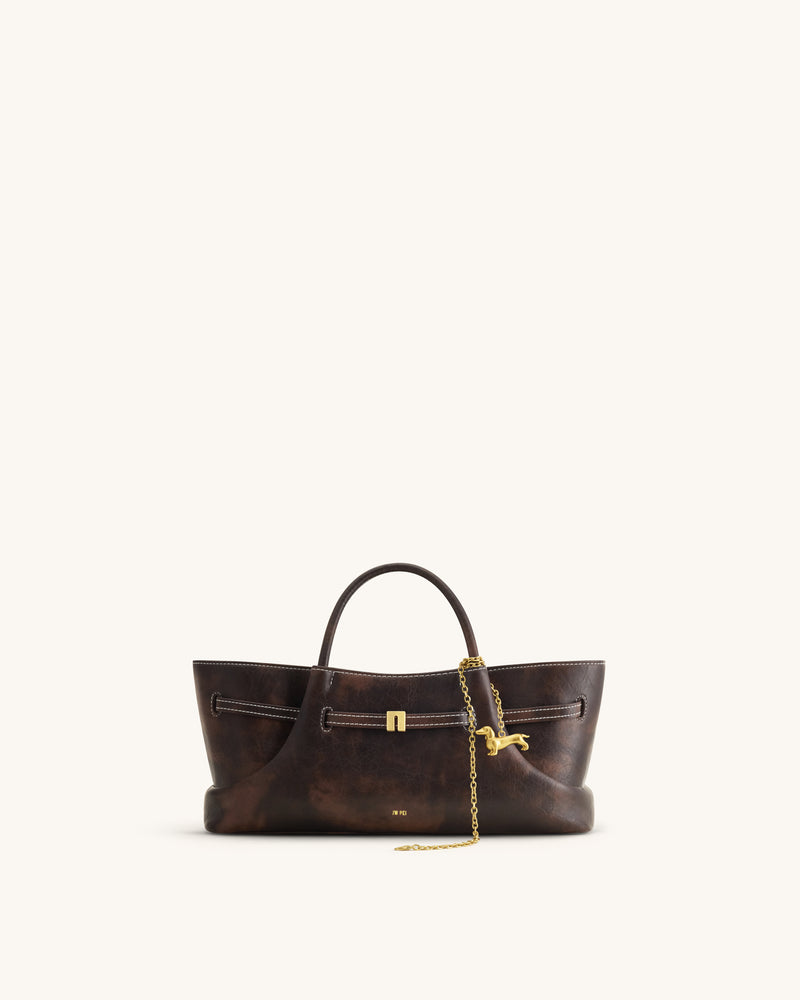 Maeve Dachshund Metal Charm Tote Bag - Deep Coffee