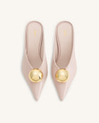 Sofia Angled Vamp Heel Mules - Dusty Pink