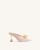 Sofia Angled Vamp Heel Mules - Dusty Pink