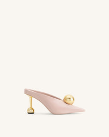 Sofia Angled Vamp Heel Mules - Dusty Pink