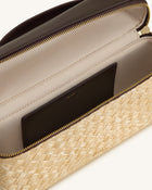 Thea Faux Straw Top Handle Bag - Brown