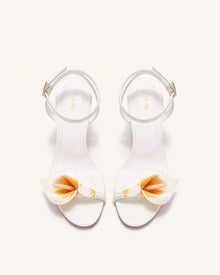 Alivia Calla Lily Gold Metal Heel Sandals - White