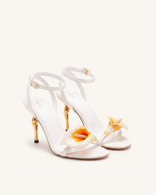 Alivia Calla Lily Gold Metal Heel Sandals - White