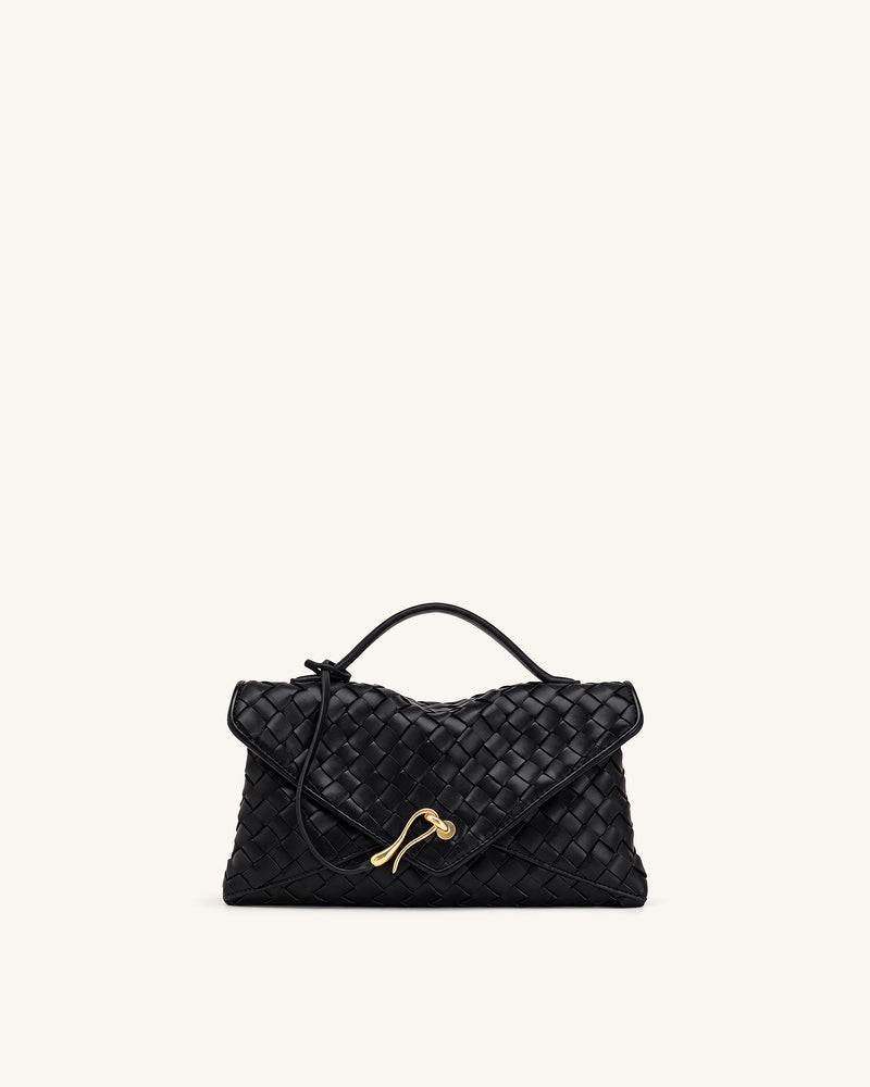 Celeste Woven Envelope Bag - Black