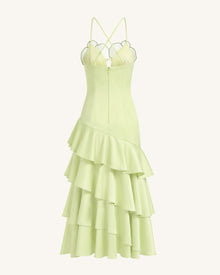 Orchid Embellished Ruffle Midi Dress - Light Green
