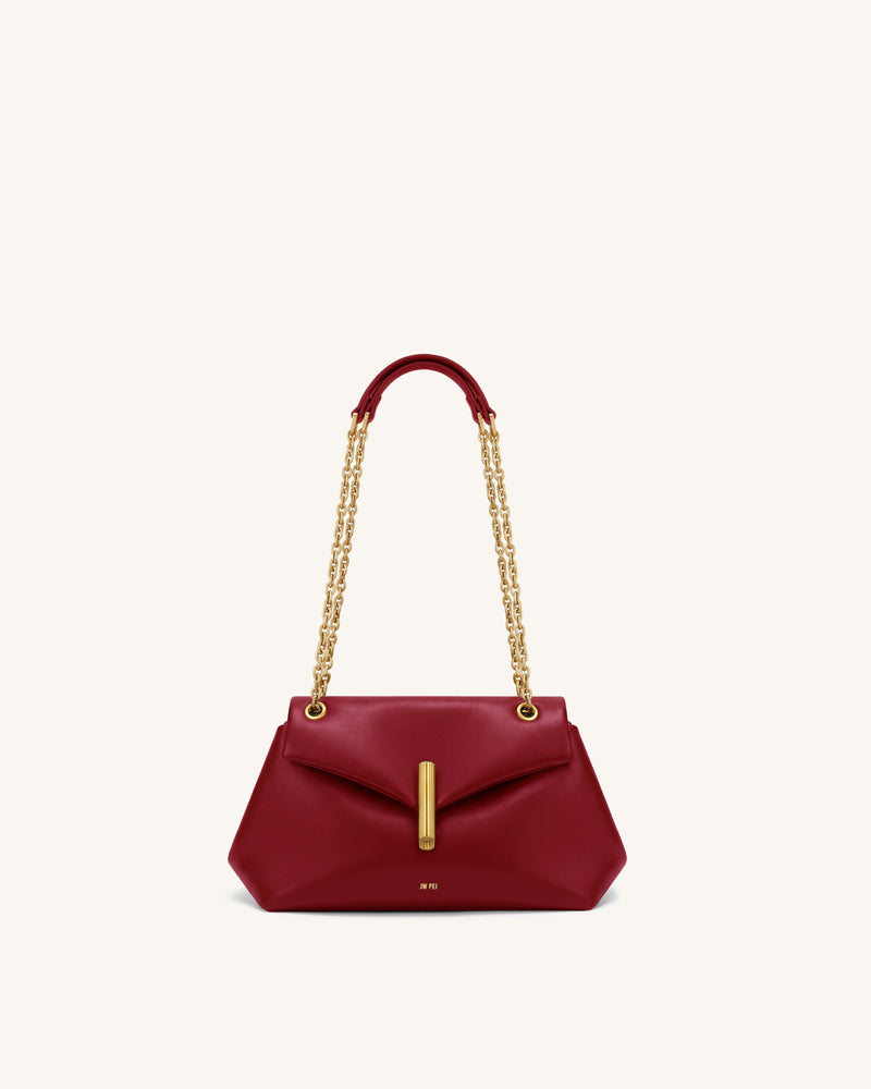 Valerie Chain Flap Shoulder Bag - Cherry Red