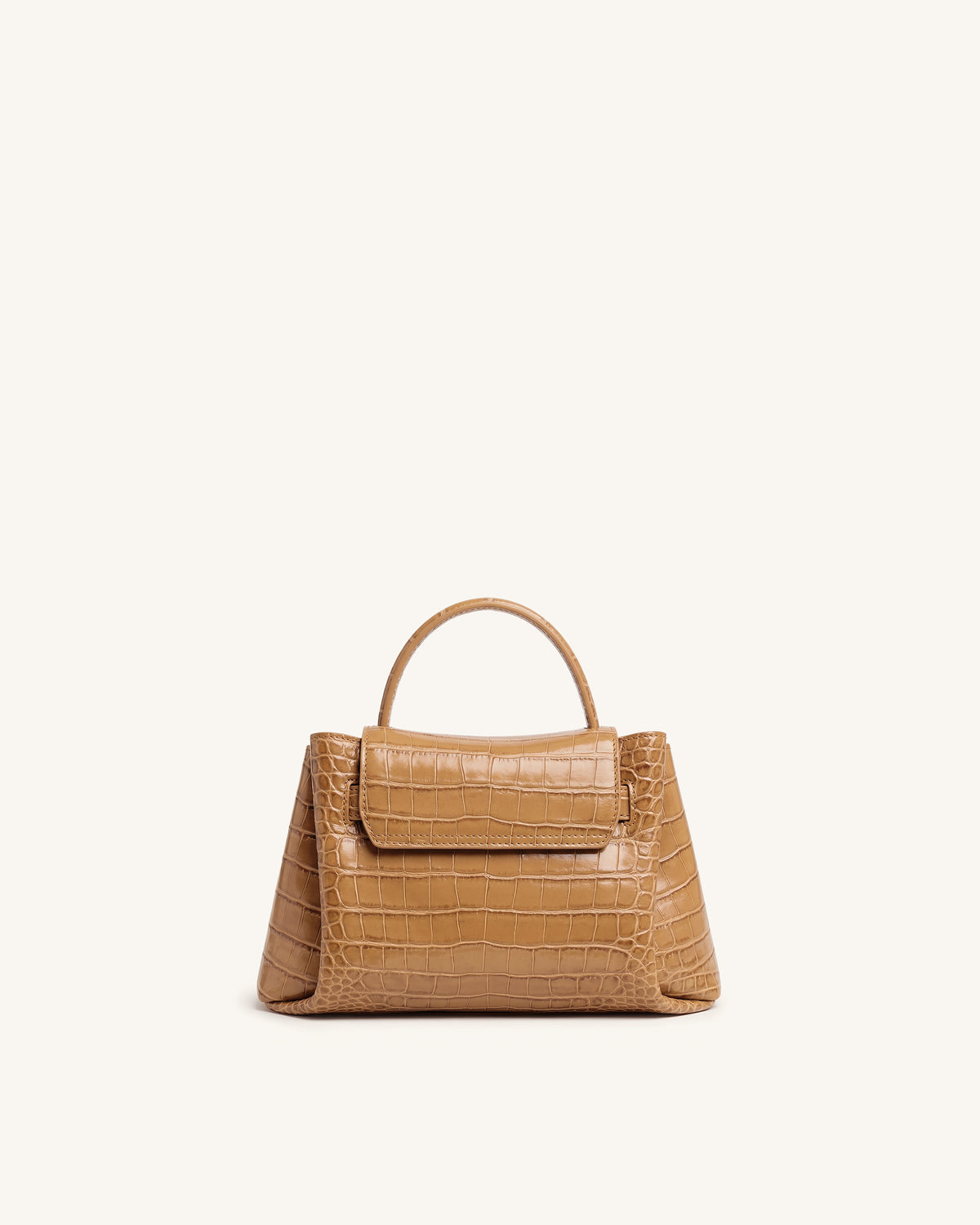 Rhea Small Double Buckle Shoulder Bag - Light Brown Croc