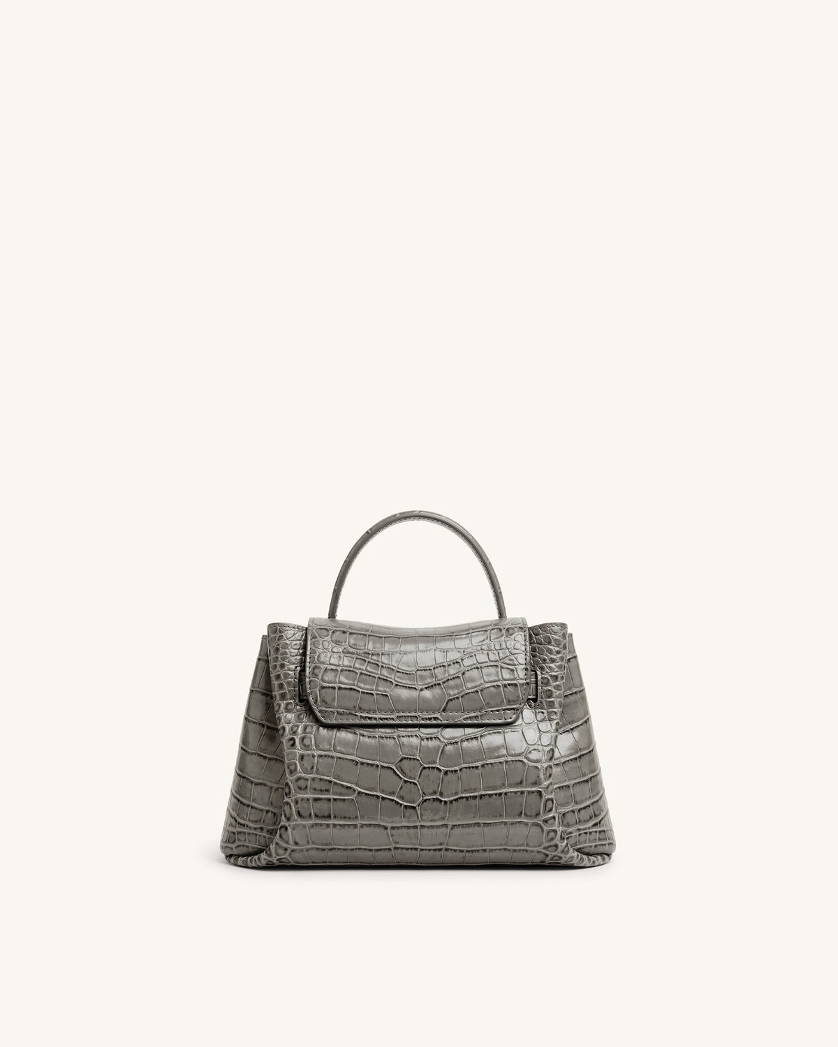 Rhea Small Double Buckle Shoulder Bag - Grey Croc